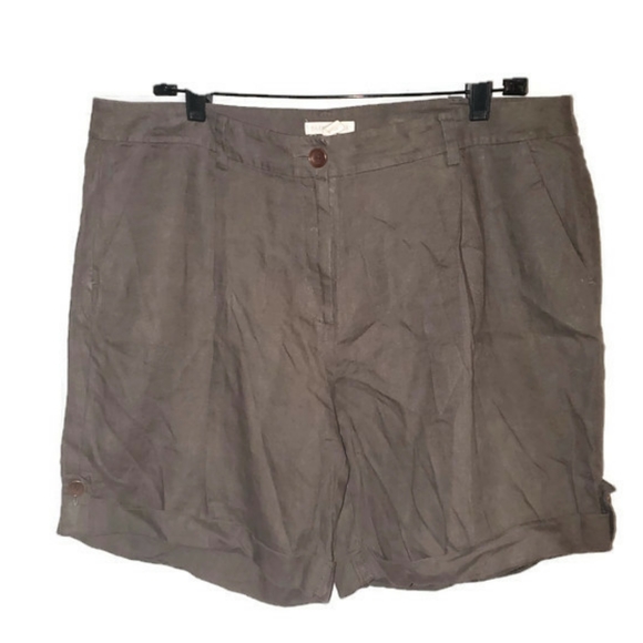 Eileen Fisher Mid Length Organic Linen Cuff Shorts - Picture 2 of 5
